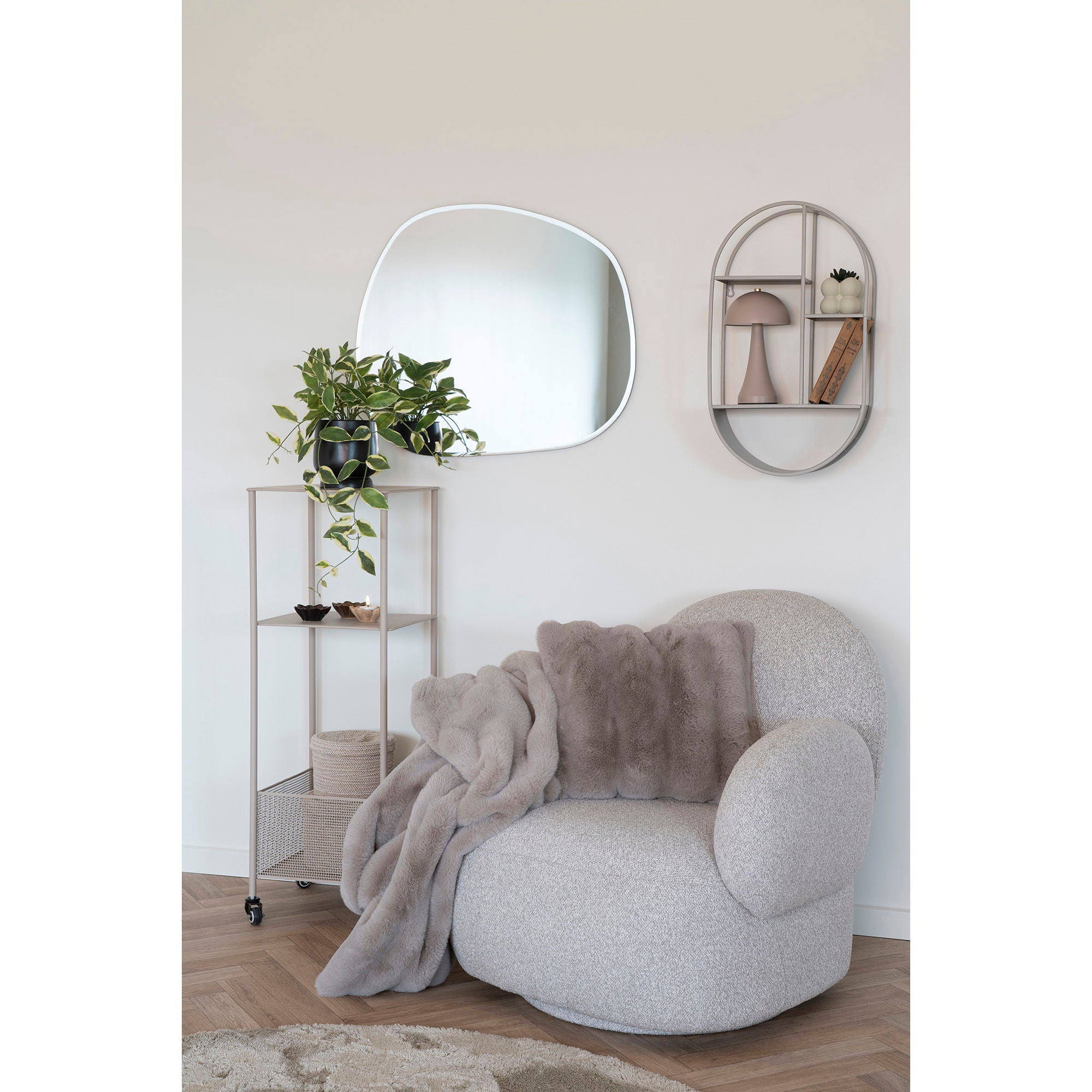 Feira – Wandregal, oval, Stahl, grau, 35 × 15 × 60 cm